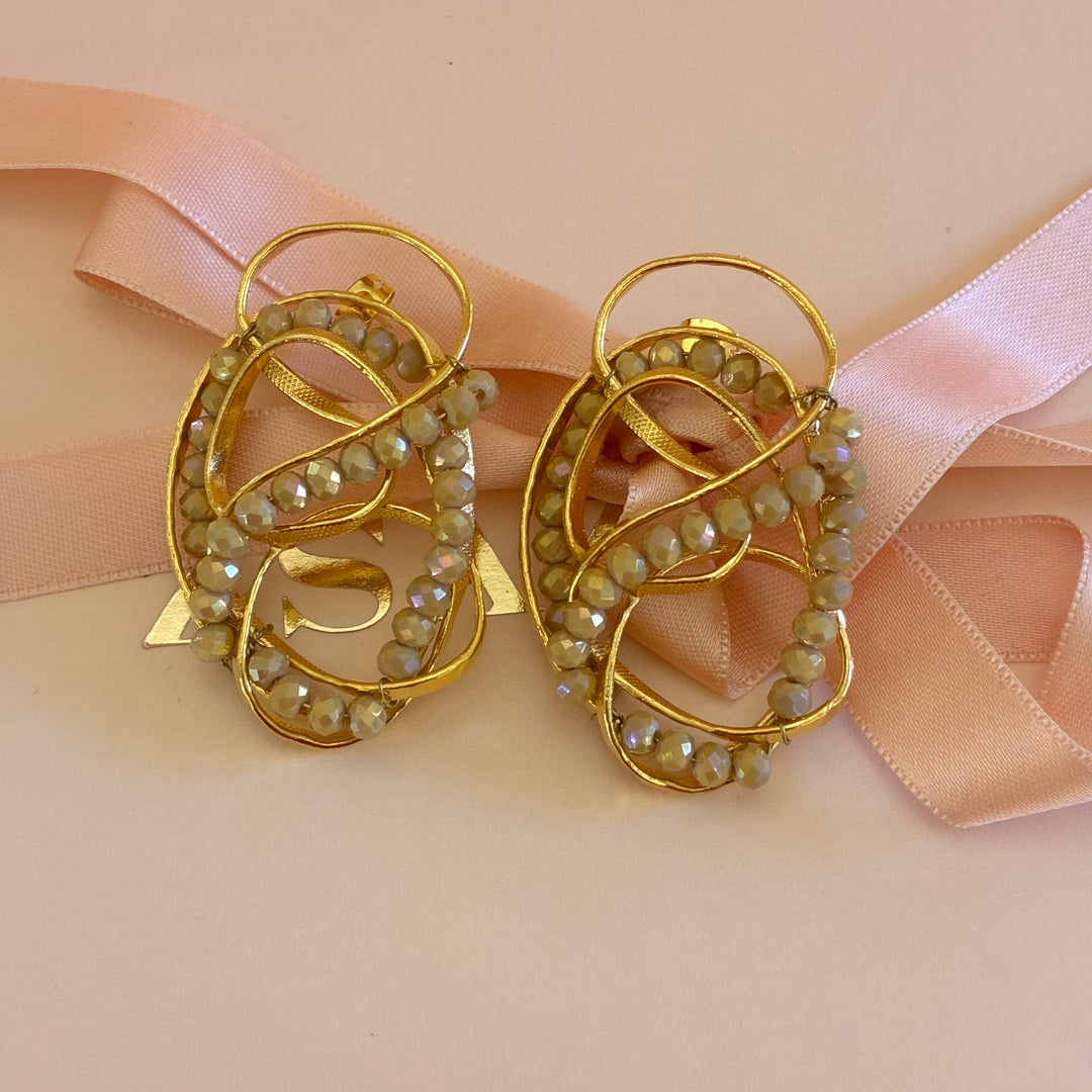 Handmade champagne bead gold plated necklace