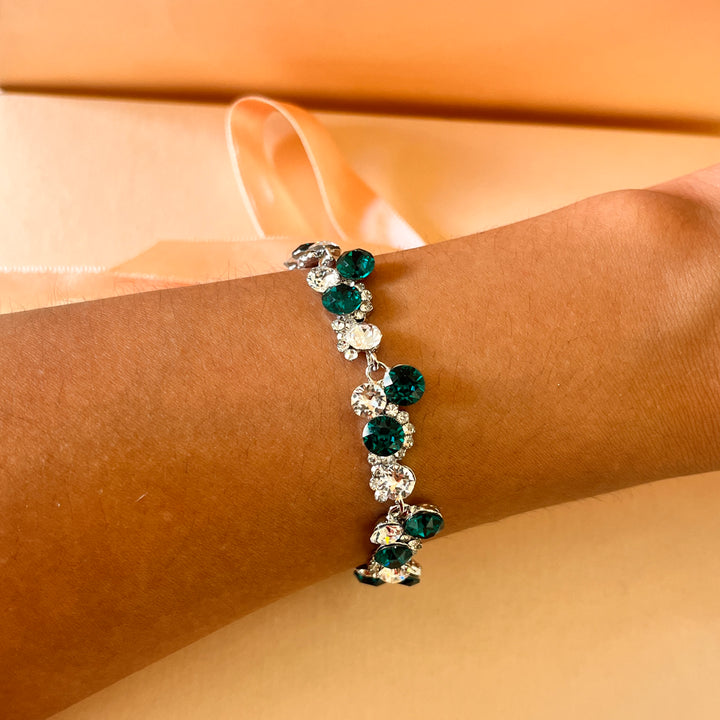 Dark green Swarovski crystals set