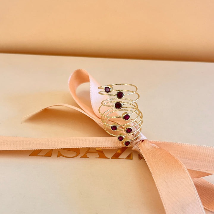 Red zircone spiral ring