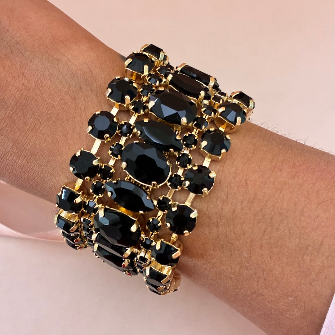 Statement black thick bracelet