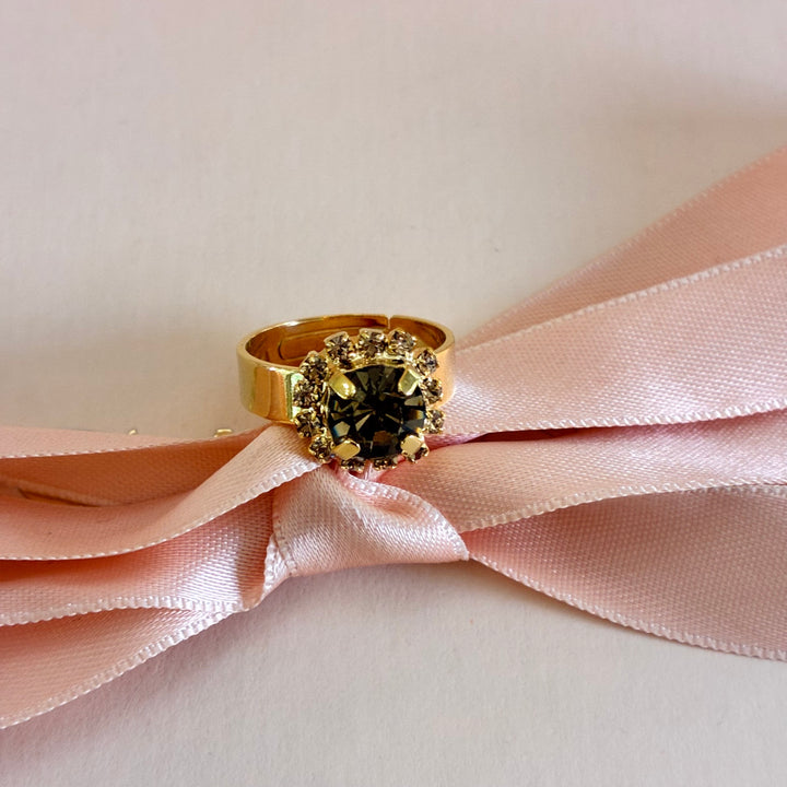 Dainty bronze Swarovski crystals ring
