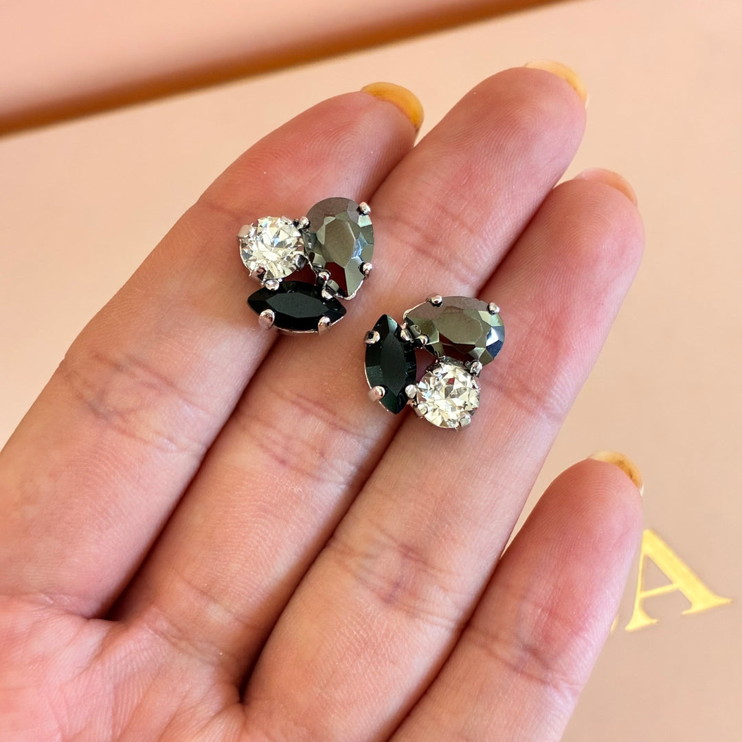 Multistone black and grey Swarovski crystal set