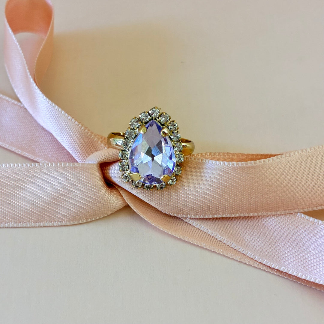 Teardrop lilac Preciosa crystals gold plated set