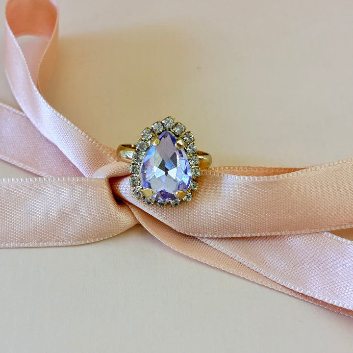 Teardrop lilac Preciosa crystals gold plated set