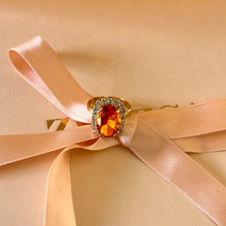 Orange oval Swarovski crystals set