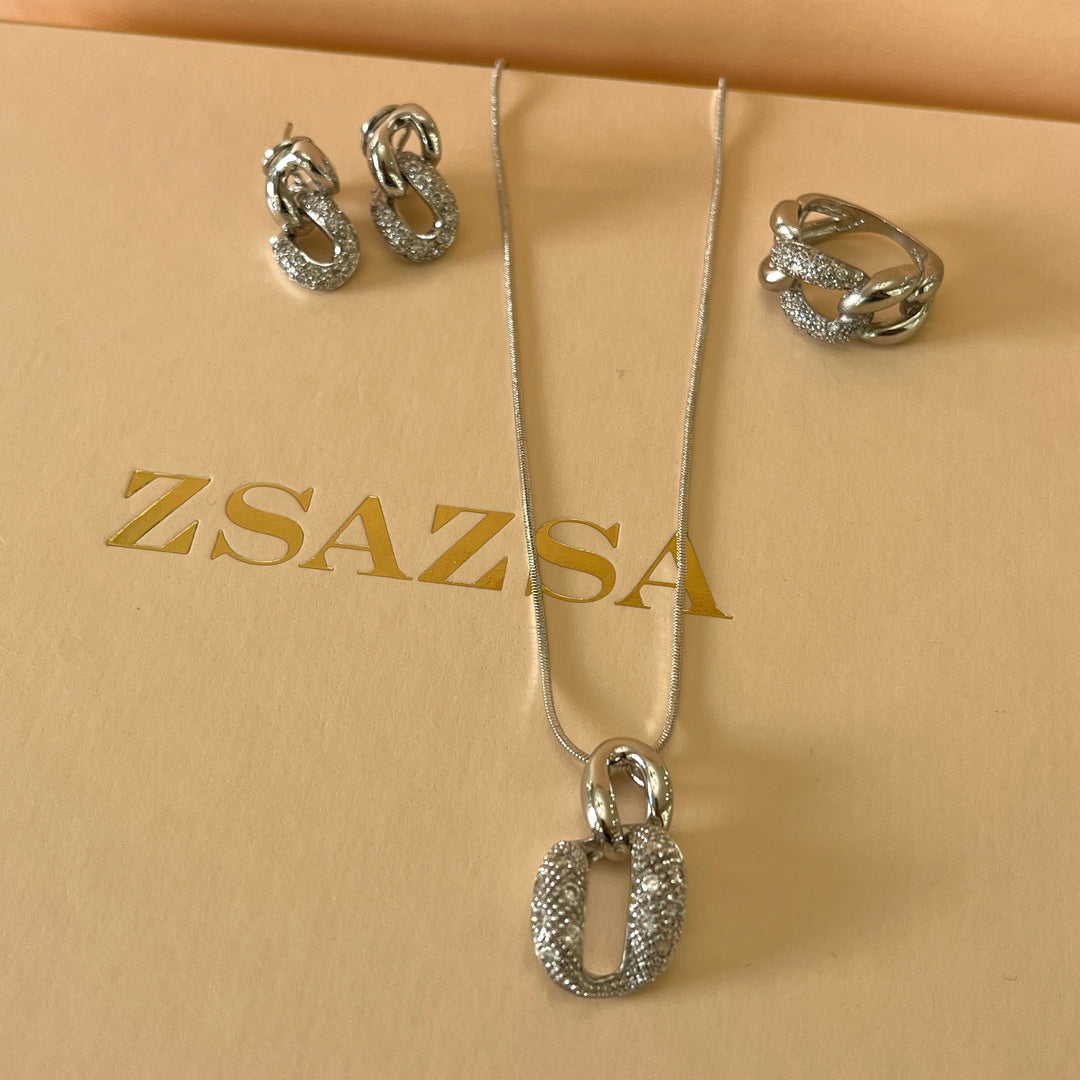 Silver zircone chain set