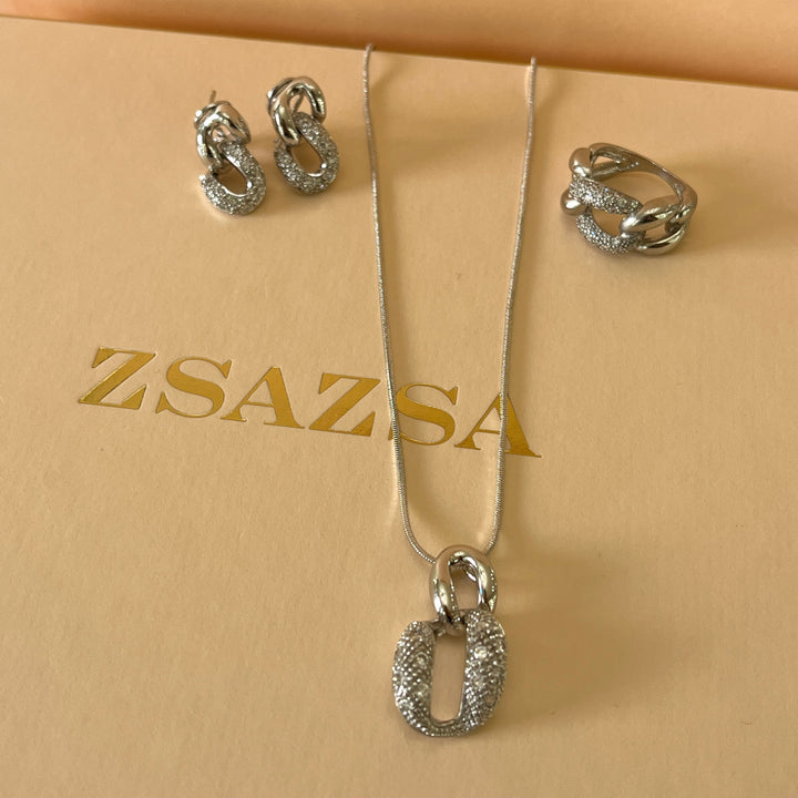 Silver zircone chain set