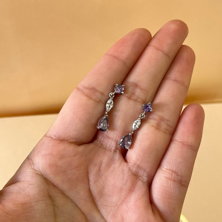 Silver zircone teardrop & marquise set