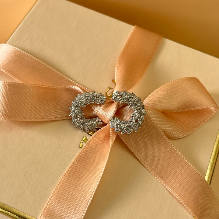 Silver marquise zircone earrings