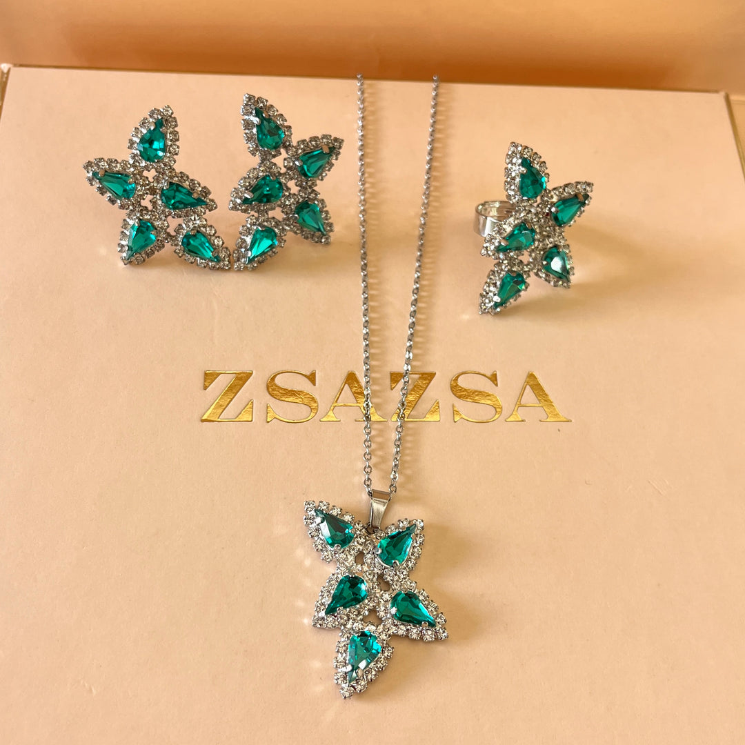 Mint teardrop preciosa crystal set