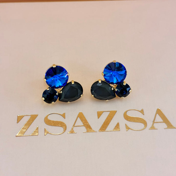 Blue Swarovski crystals gold plated set