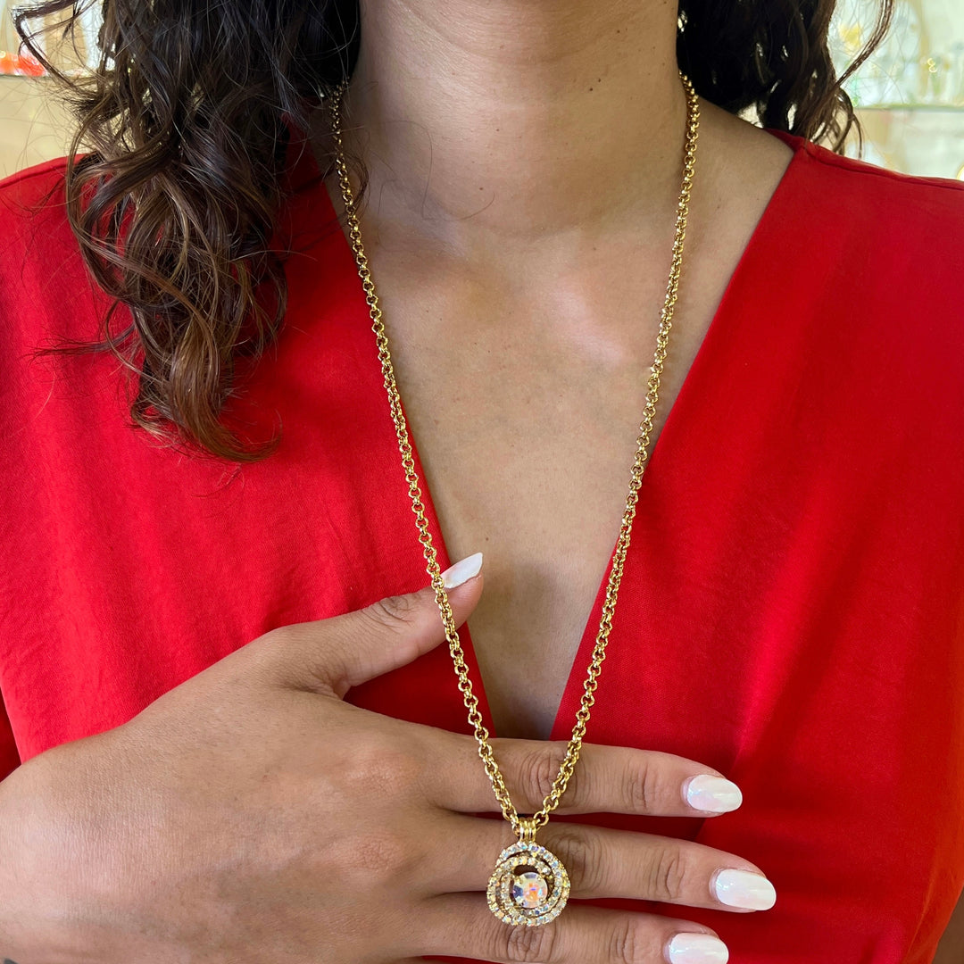 Aurora borealis Swarovski crystals long necklace