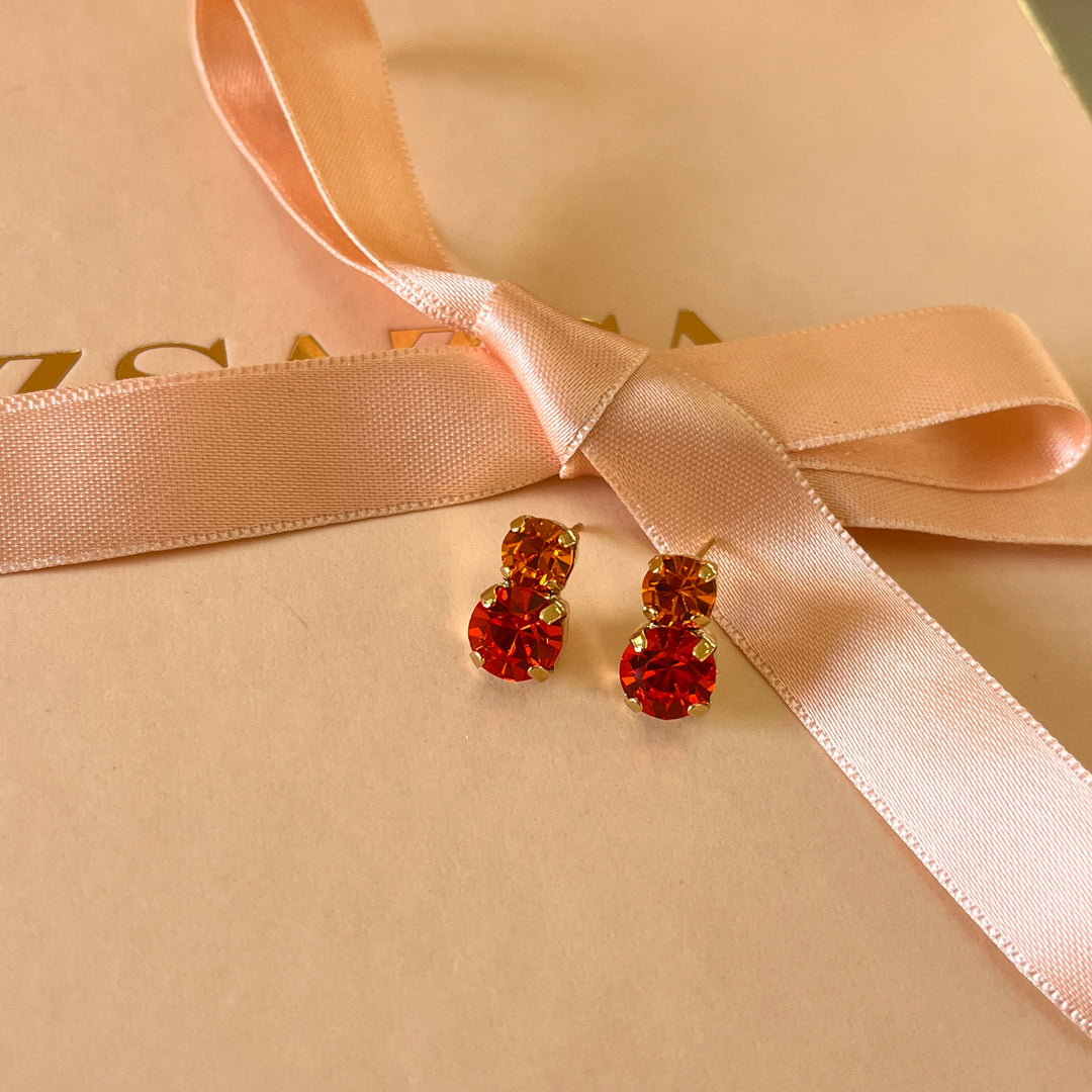 Orange Swarovski crystals studs