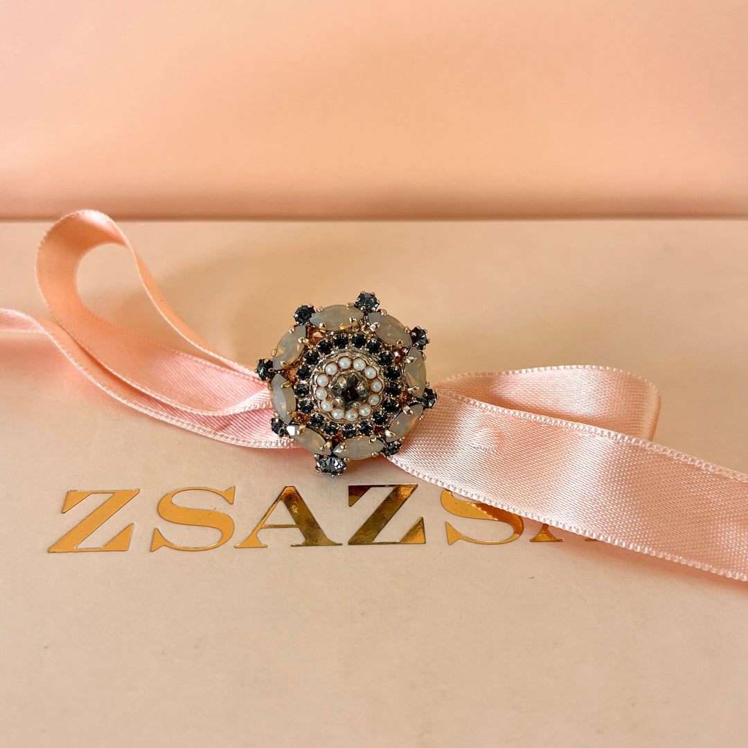 Statement grey preciosa crystals ring