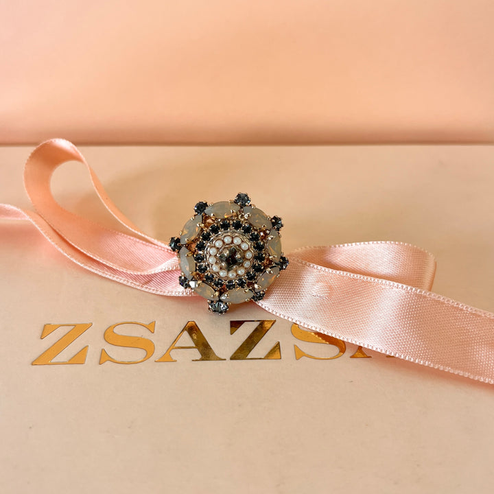 Statement grey preciosa crystals ring