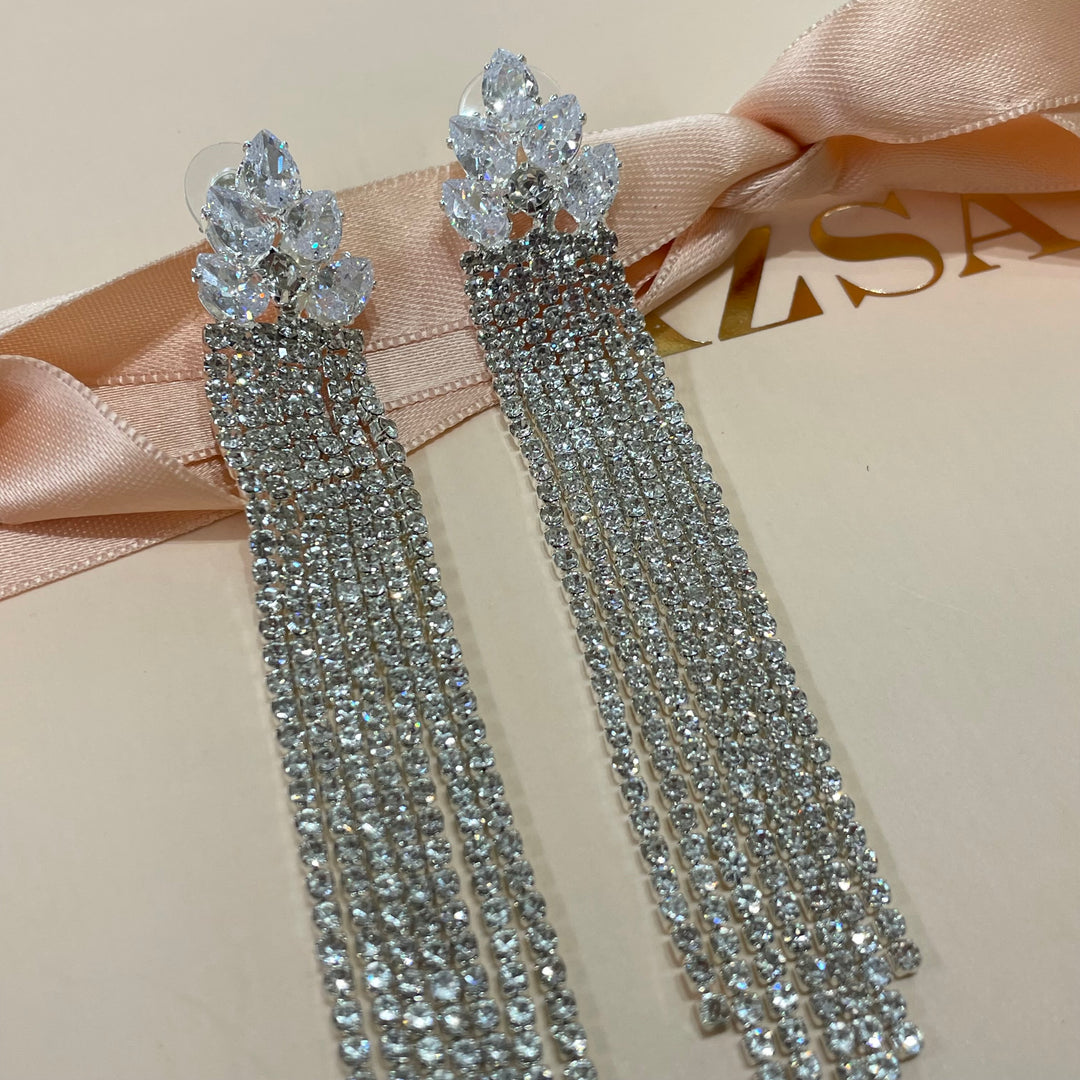 Marquise fringe earrings