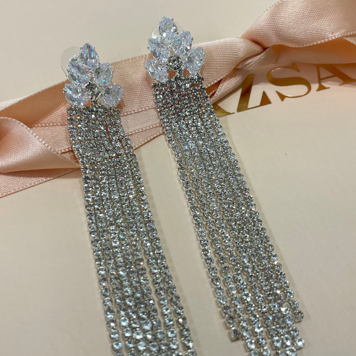 Marquise fringe earrings