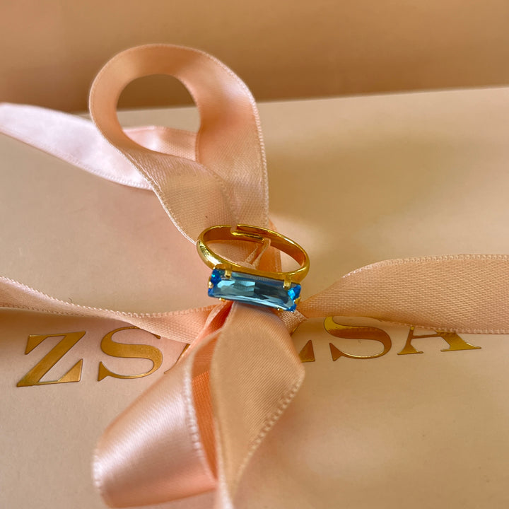 Turquoise Swarovski crystal ring