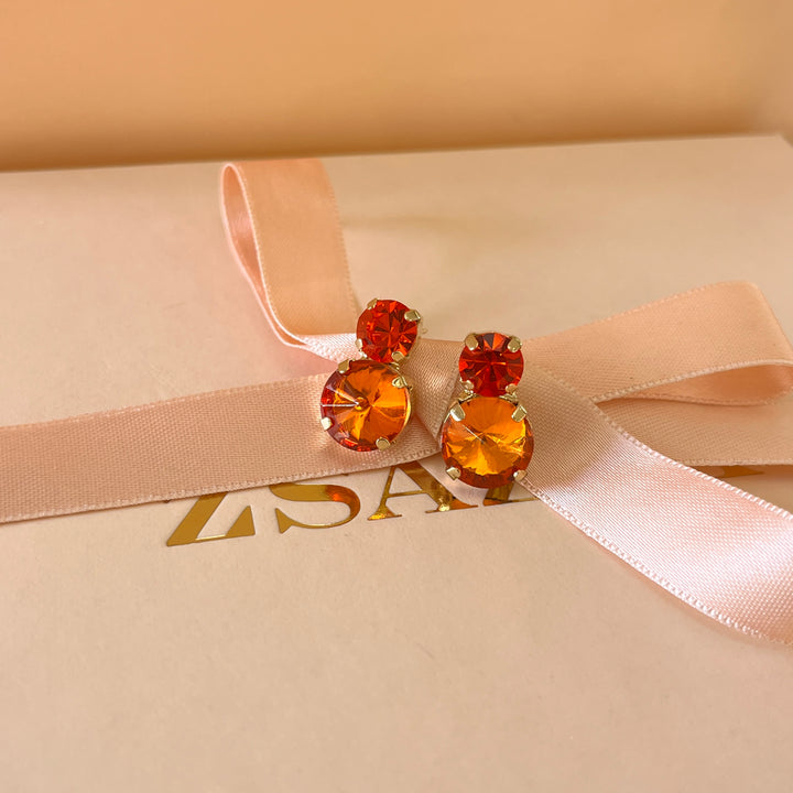 Orange Swarovski crystals studs