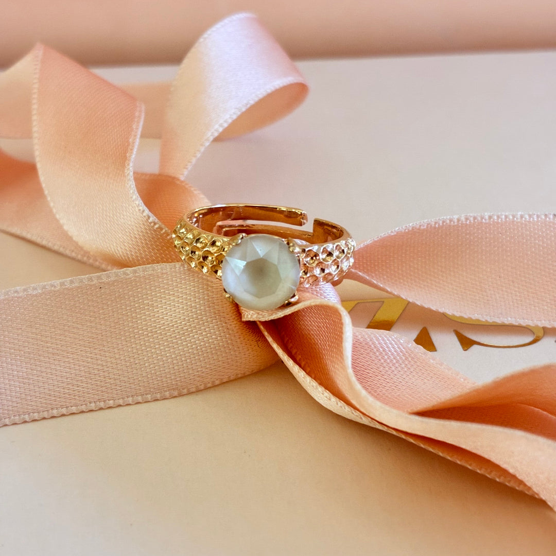 Champagne solitaire rose gold plated ring