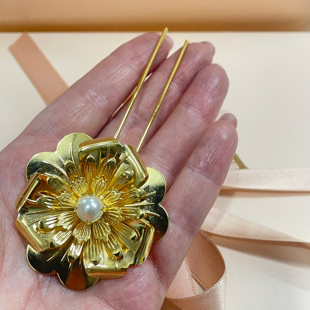Flower pearl hair pin