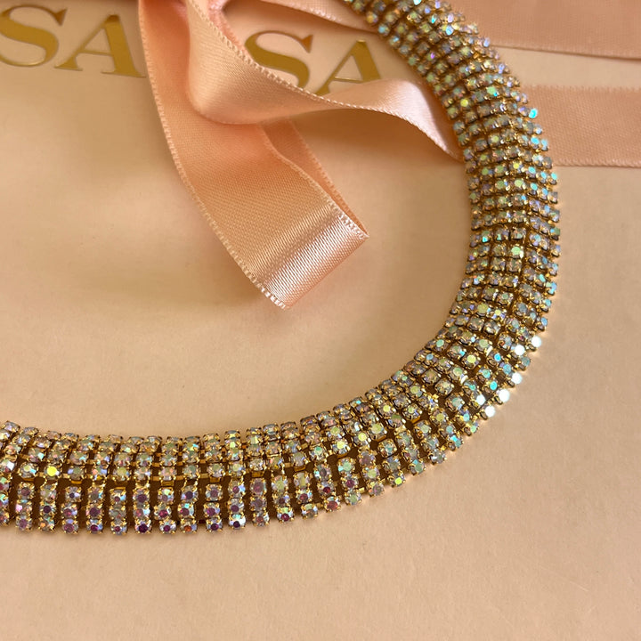 Aurora borealis Swarovski crystals choker
