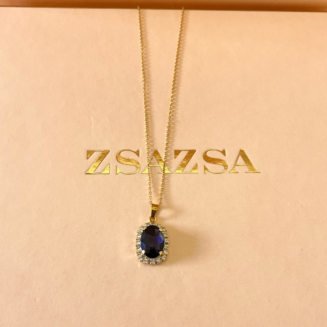 Purple oval preciosa crystals set