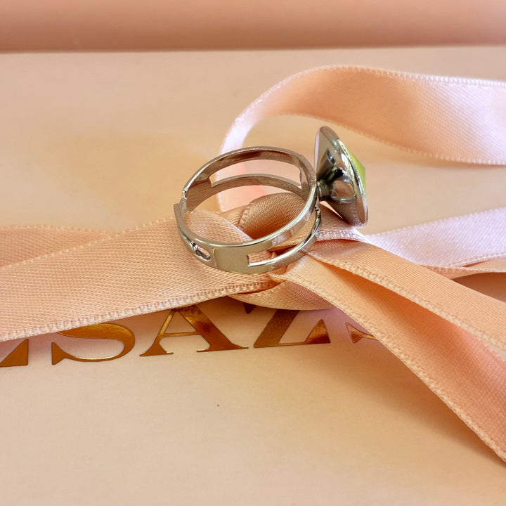 Green Swarovski crystals silver set