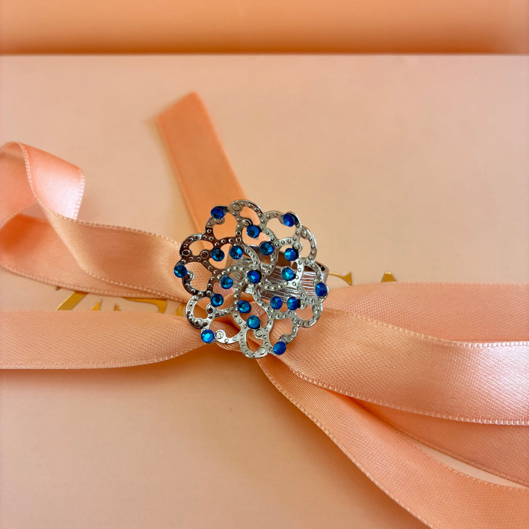 Handmade Royal blue silver set