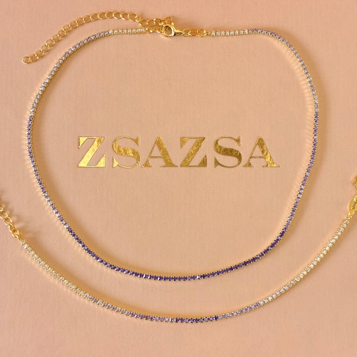 Purple Sterling silver gold plated set