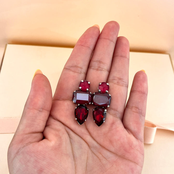 Dark red Swarovski crystals set