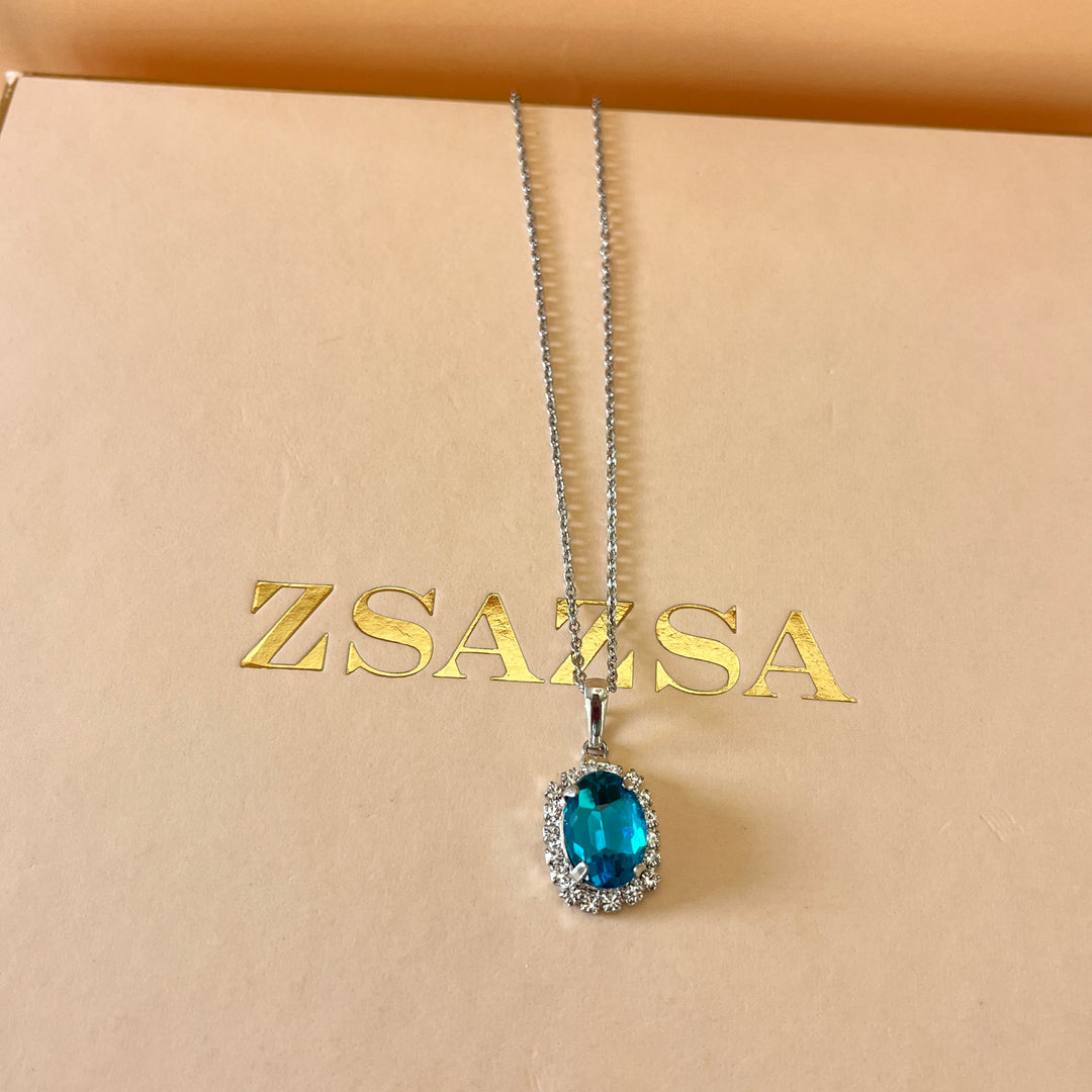 Turquoise oval preciosa Crystal pendant
