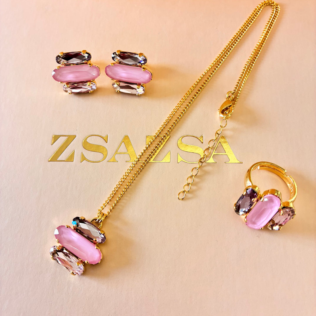 Elegant Light pink Swarovski crystals set