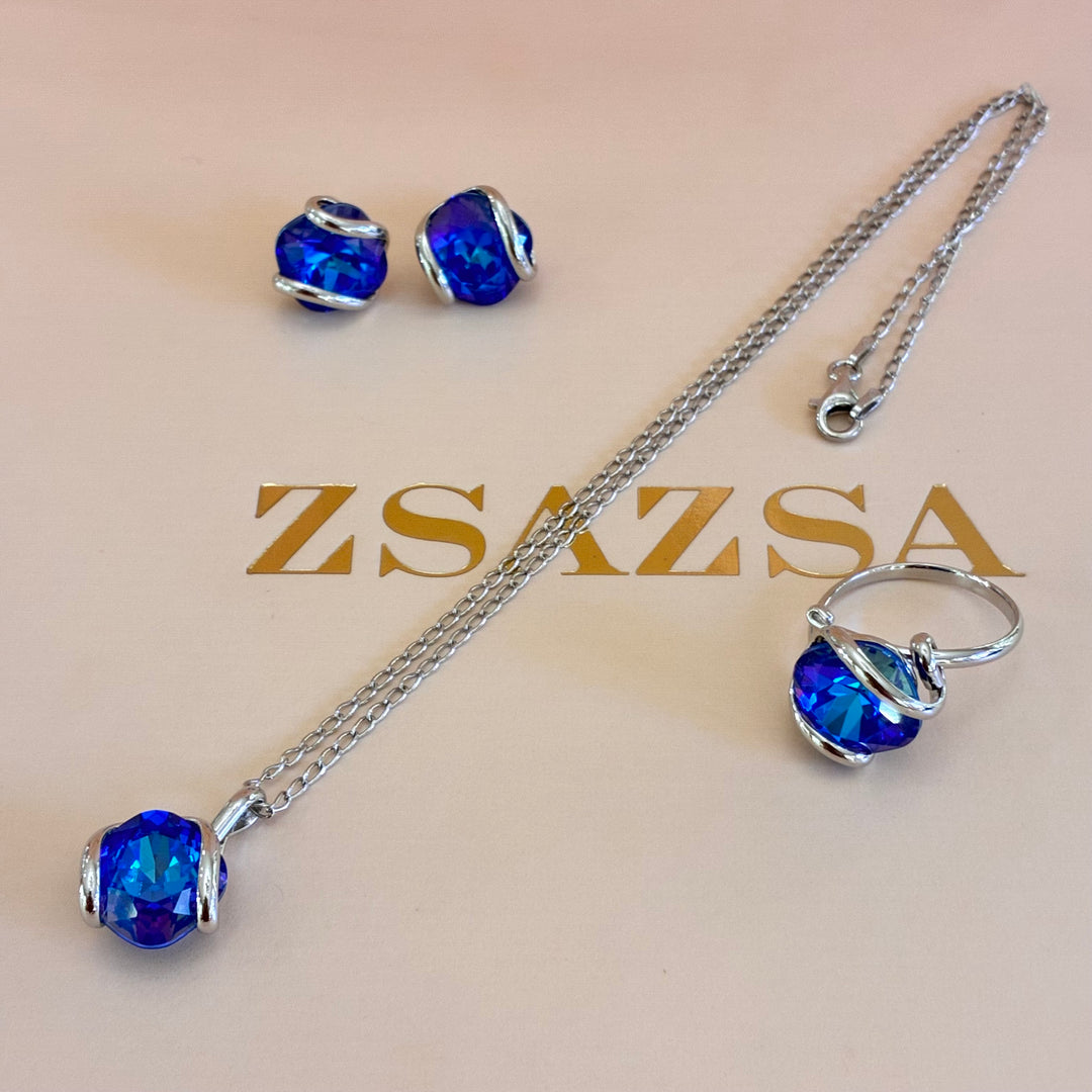 Murano royal blue sterling silver set