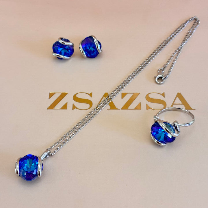 Murano royal blue sterling silver set