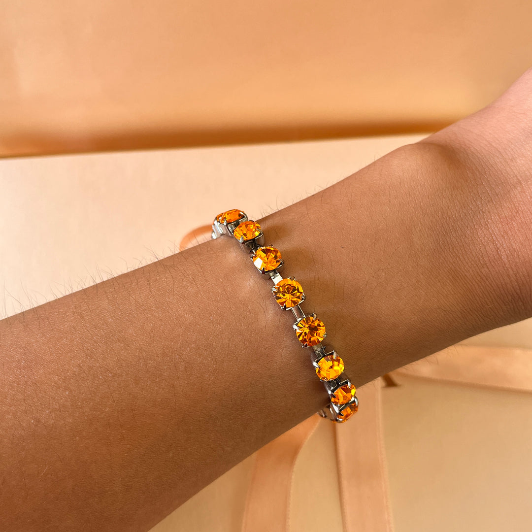 Orange Swarovski crystals bracelet