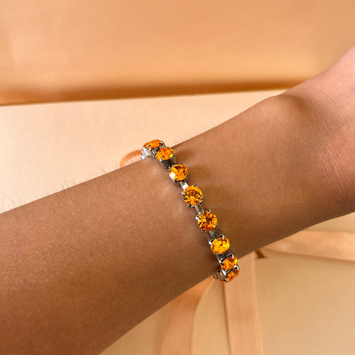 Orange Swarovski crystals bracelet