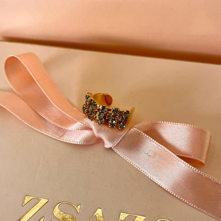 Grey preciosa crystals open band ring