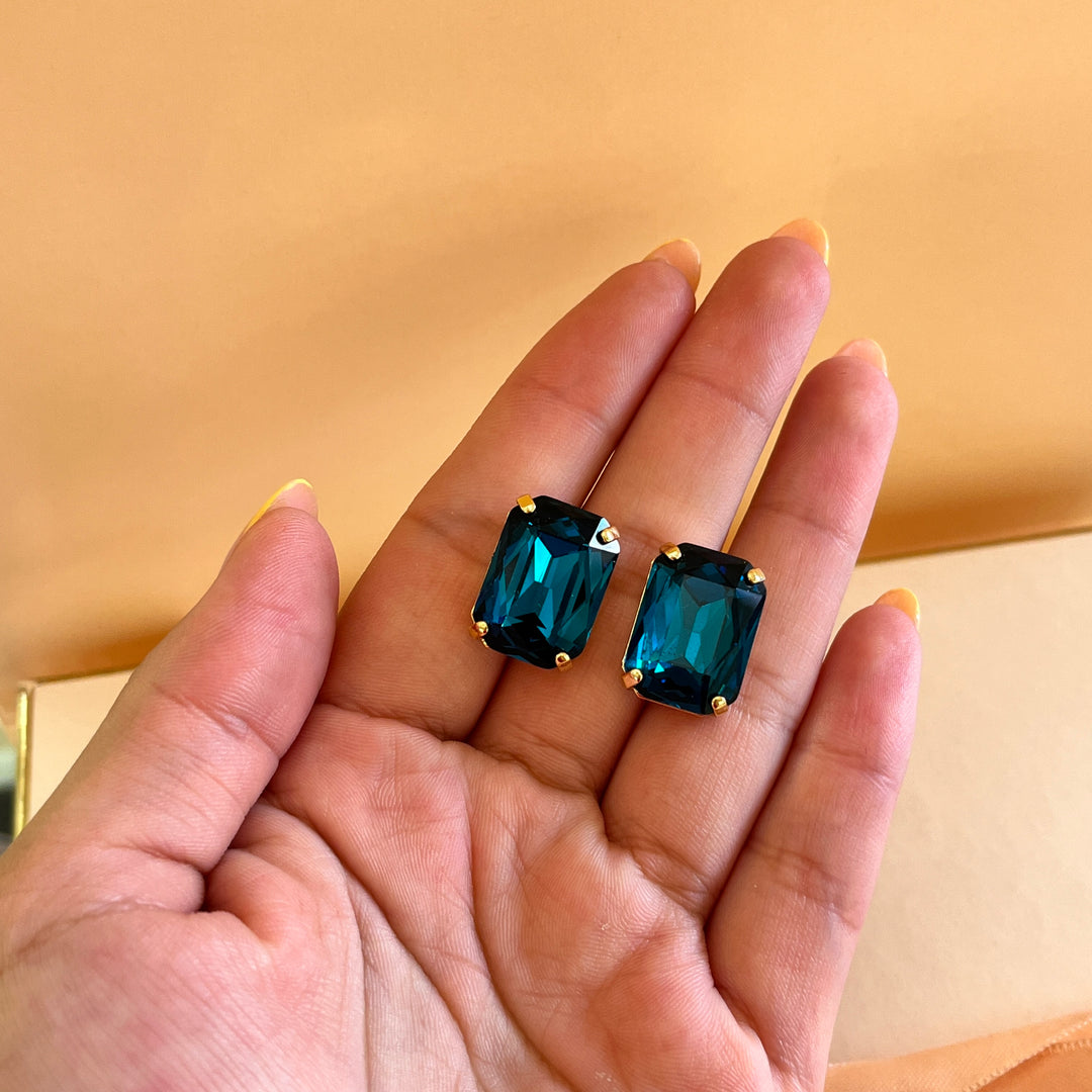 Verdemar rectangular Swarovski crystals studs
