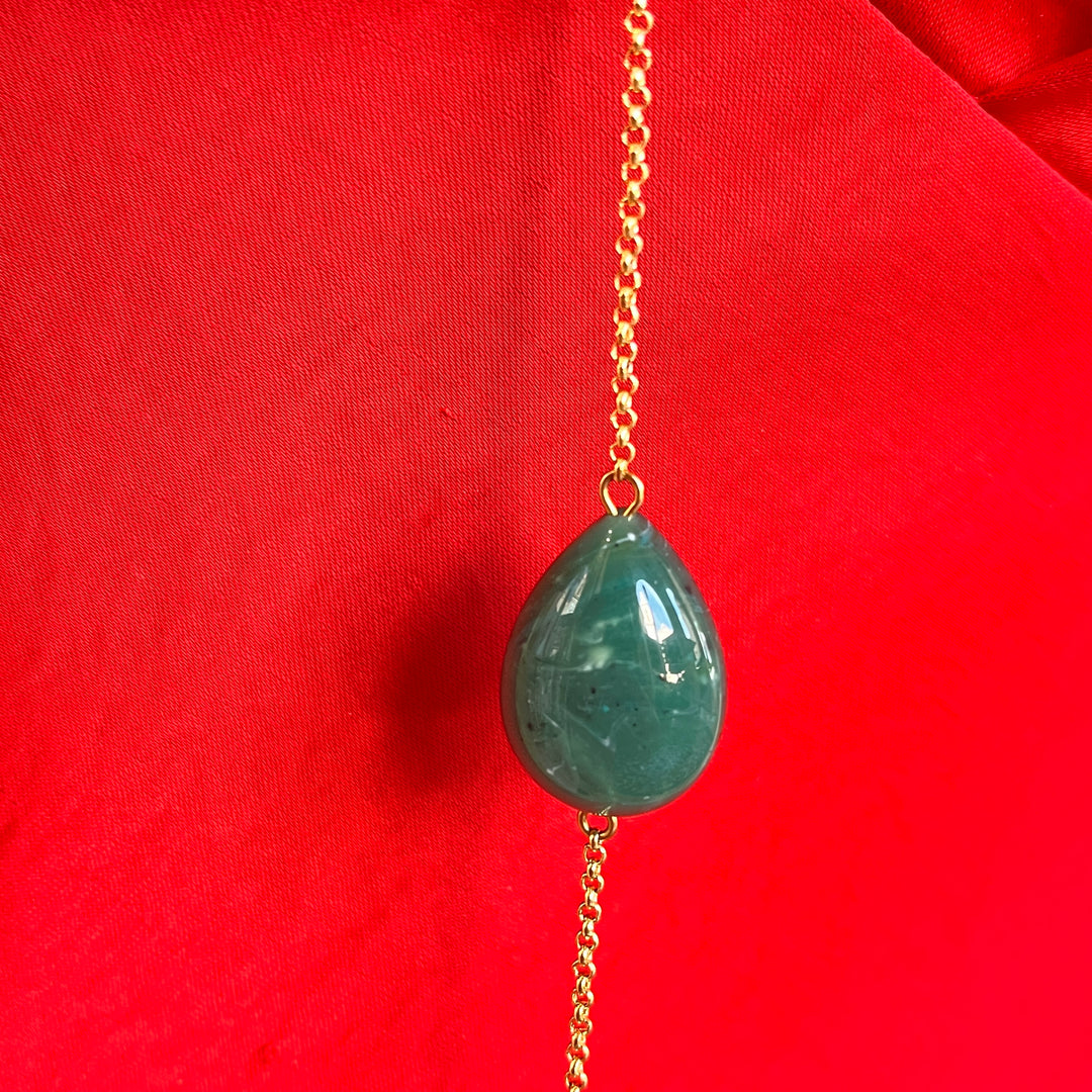 Statement dark green resin with dark green Swarovski crystals set