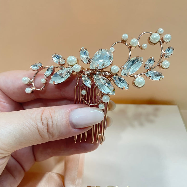 Gold or Rose gold pearl detail comb