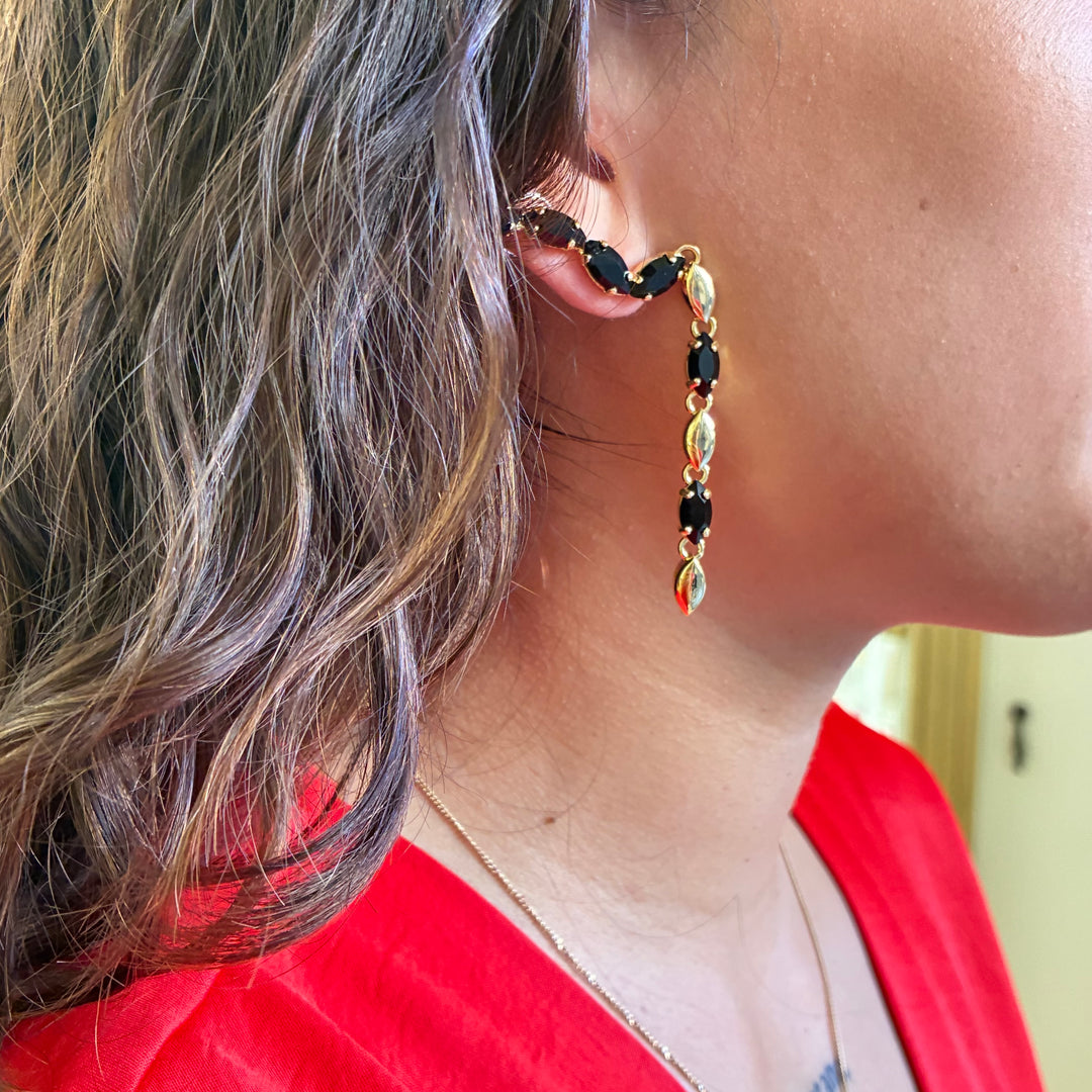 Statement marquise black earrings