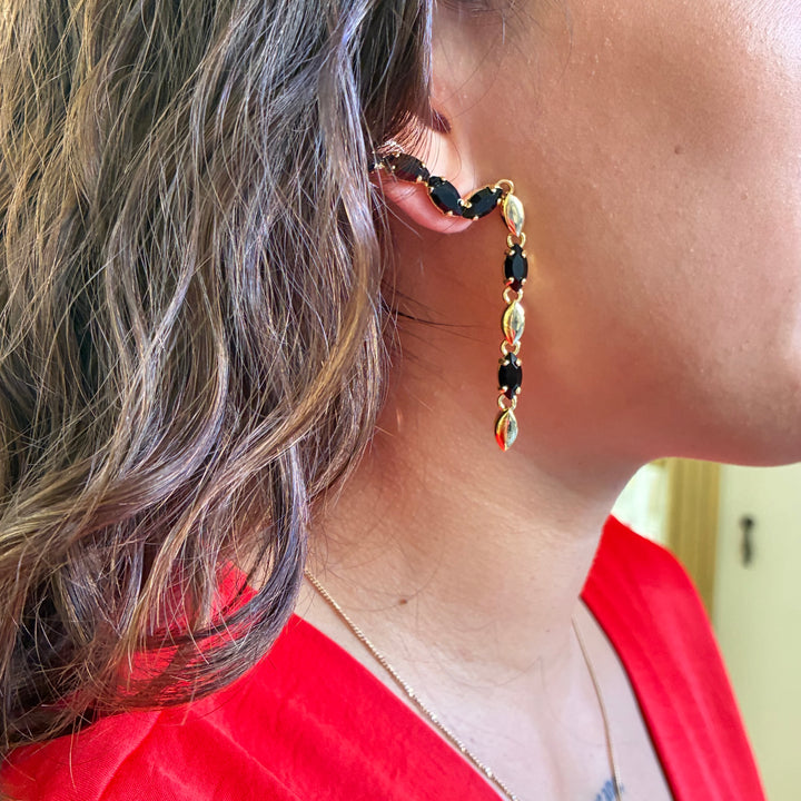 Statement marquise black earrings