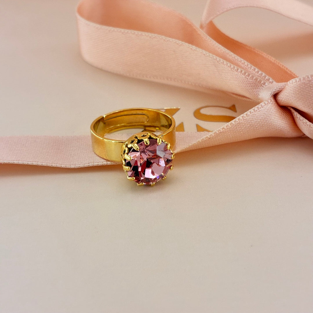 Pink Preciosa crystals gold plated set