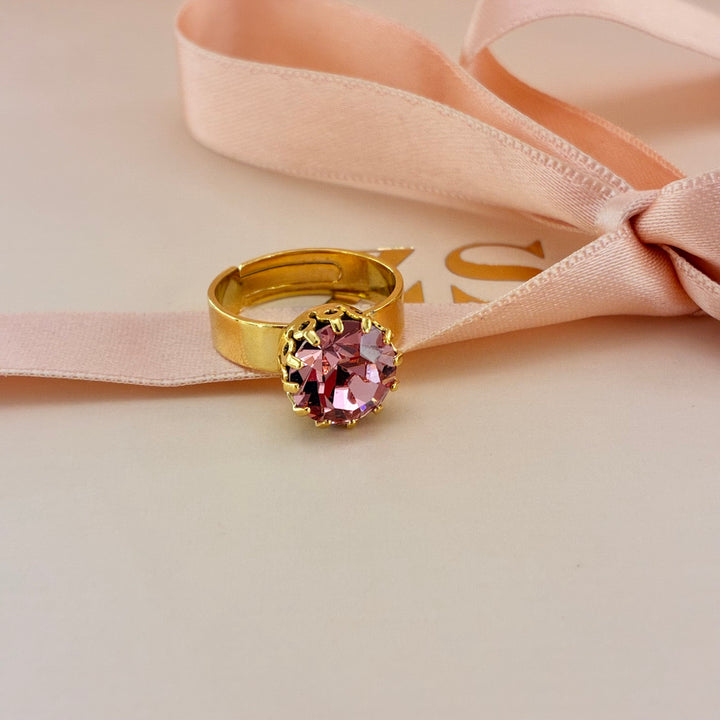 Pink Preciosa crystals gold plated set