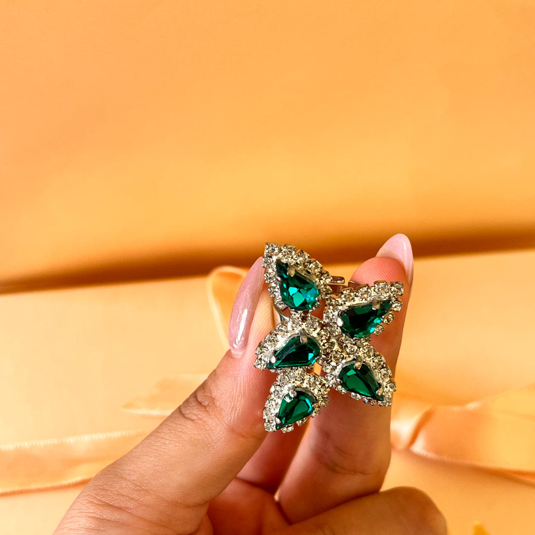 Dark green teardrop preciosa crystal set