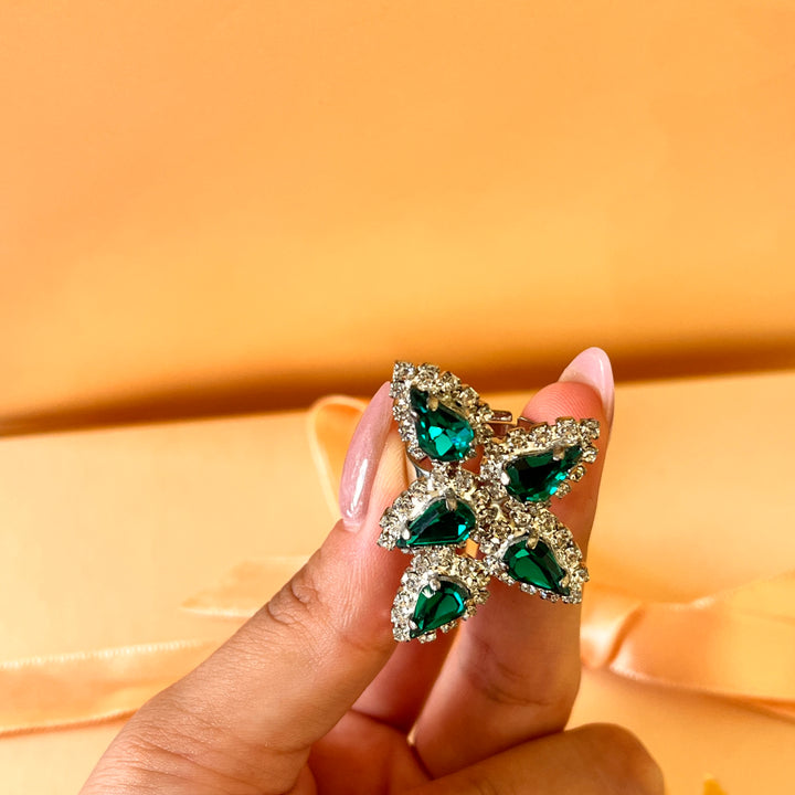 Dark green teardrop preciosa crystal set