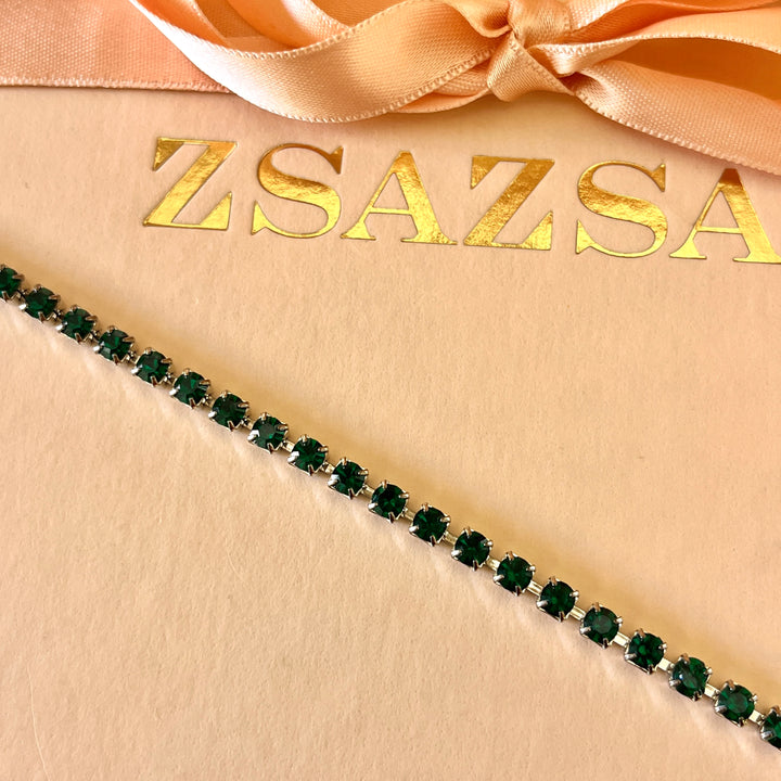 Dark green preciosa crystals bracelet