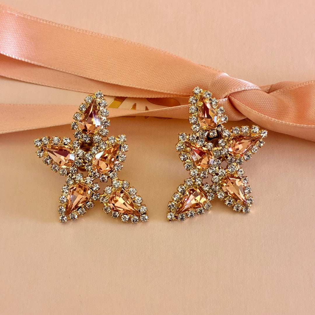 Peach teardrops Swarovski crystals set