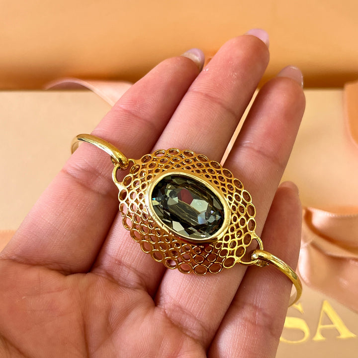 Grey oval Swarovski crystals bracelet